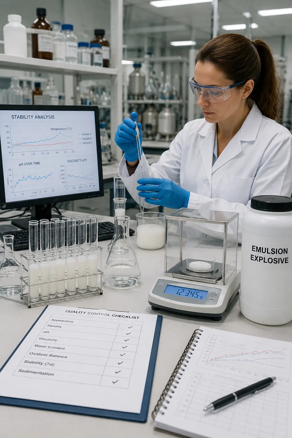 Chemical stability and quality testing laboratory for emulsions
