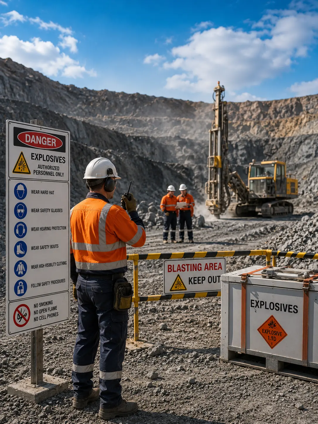 Mining safety procedures for explosives operations