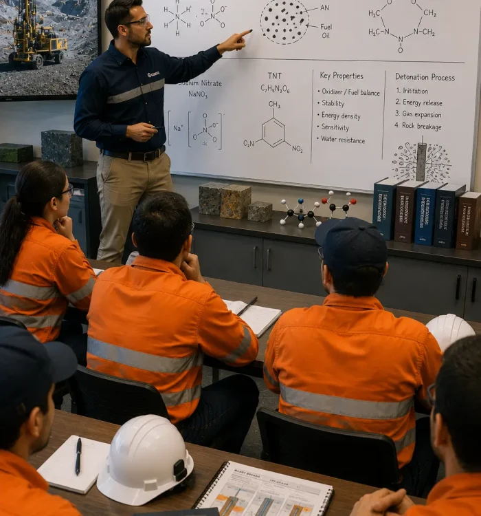 Chemistry of explosives training for mining teams