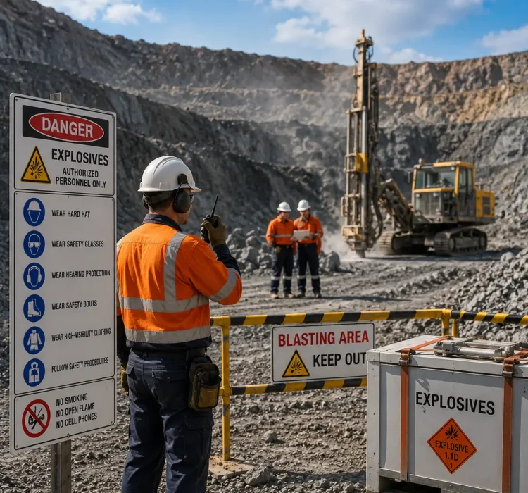 Mining safety procedures for explosives operations