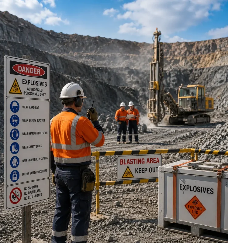 Mining safety procedures for explosives operations